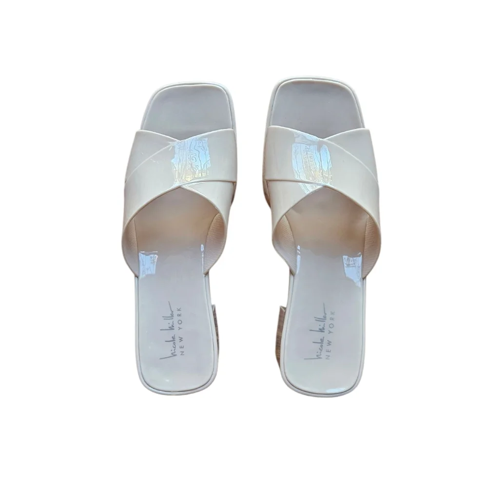 Nicole Miller Nude Jelly Heel Sandal Size 8 - Picture 2 of 6